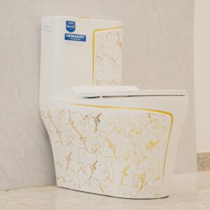 One Piece Toilet White And Gold
