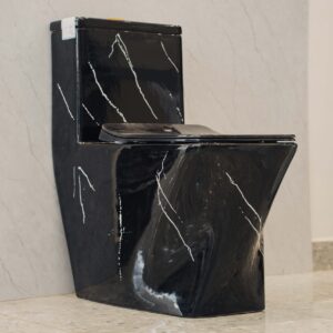 One Piece Toilet Marble Finish White And Black