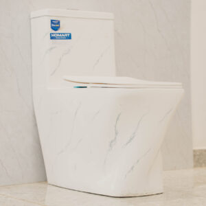 One Piece Toilet Marble Finish White