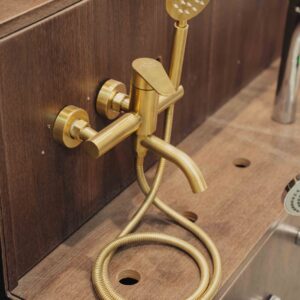Wall Mixer Gold Chrome With Hand Shower