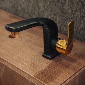 Basin Mixer Black and Gold Matt