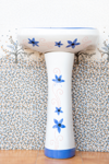 Floral Pedestal Basin Blue