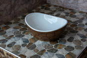 Round Countertop Basin Copper Brown Exterior