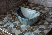 Round Countertop Basin Grey Marble Effect