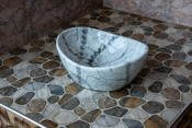Round Countertop Basin Grey Marble Vein