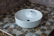 Round Countertop Basin White with Tap Hole