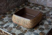 Square Countertop Basin Speckled Granite Effect