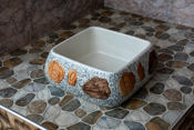 Square Countertop Basin Stone Pebble Pattern