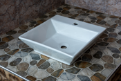 Square Countertop Basin White Slim Rim