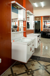 White Vanity Cabinet with Basin and Mirror