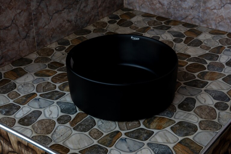 Round Cylinder Countertop Basin Matt Black