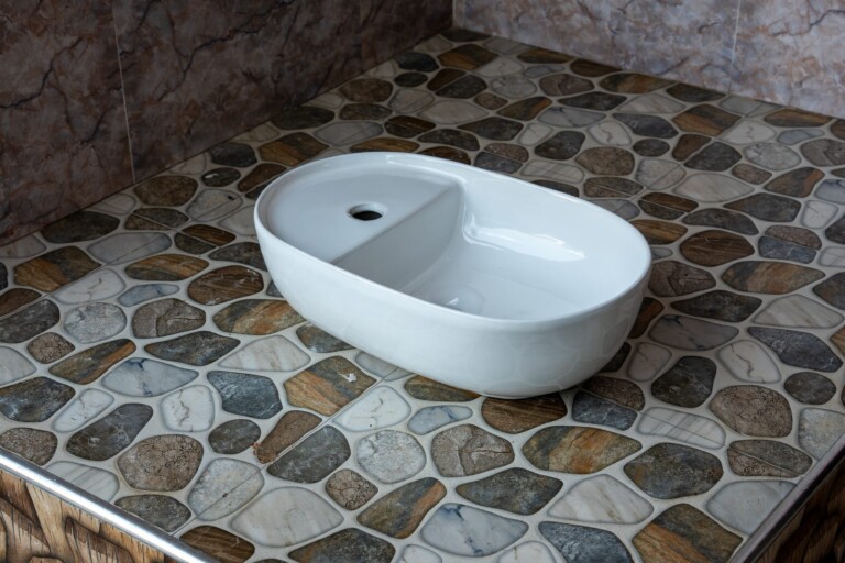 Rounded Rectangular Countertop Basin White