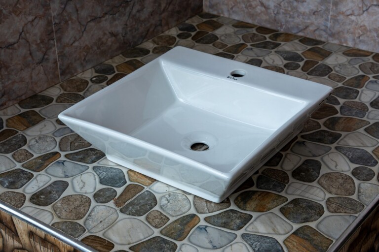 Square Countertop Basin White Slim Rim