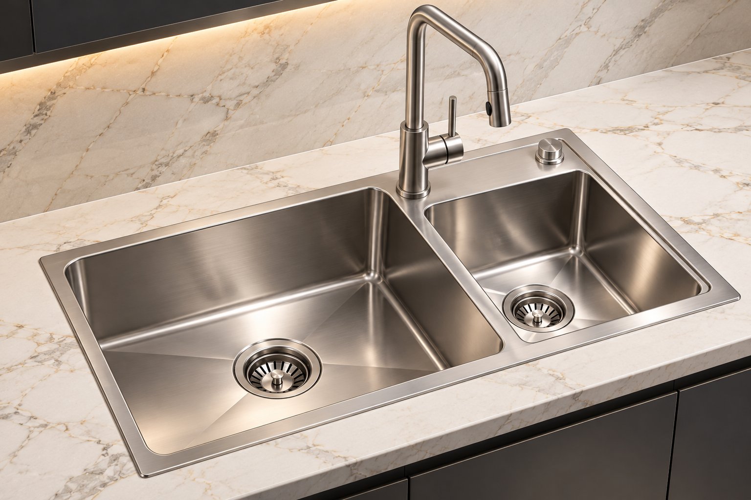 Stainless double bowl sinks