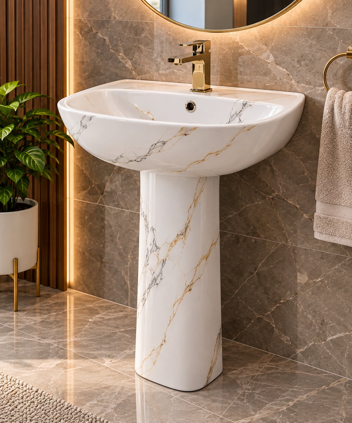 Marble pedestal basin