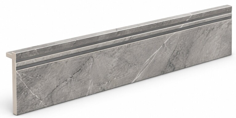 Step Riser Tile Grey Marble Grooved